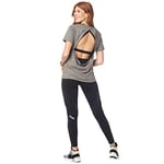 Zumba Fitness Women's Sexy Open Back Breathable Workout Fashion Tee Shirt Top Femme, Thunderin' Gray, L
