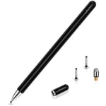 Mixoo Stylus Pens for Touch Screens, Stylus Pen for iPad, Universal Touch Tablet Pencil with Magnetic Cap 3 Spare Tips for iPhone/iPad Pro/Mini/Air/Android/Microsoft Surface and Tablet Devices, Black