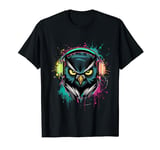 Owl Beats - Vibrant Owl with Headphones Music Lover T-Shirt