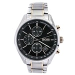 Hugo Boss HB1513473 Grand Prix Mens' Silver & Rose Gold Chrono Watch + Gift Bag