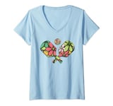 Womens Floral Pickleball Paddles for Women, Cute Pickleball Coach V-Neck T-Shirt