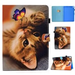 iPad 7th Generation 10.2" Case Slim Shell PU Leather Folio Flip Shockproof Multi Angle Stand Smart Cover Auto Sleep Wake Case with Pencil Holder for Apple iPad 10.2 2019 (kitten)