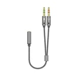 AISENS A128-0417 Câble adaptateur audio Jack 3.5 4broches/H-2xJack 3.5 3broches/M, gris, 25 cm