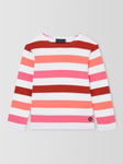 Armor Lux Kids' Stripe Long Sleeve T-Shirt, Blanc/Ketchup/Flower