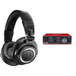 Audio-Technica M50xBT2 Wireless Headphone Black & Focusrite Scarlett Solo 3rd Gen USB Audio Interface, The Guitarist, Vocalist, Podcaster Or Producer, Studio Quality Sound, Red