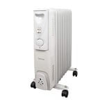 Benross 41960 Portable 9 Fin Oil Filled Radiator/Adjustable Thermostat/Automatic Overheat Protection/Cool Touch Carry Handle / 2000W / White