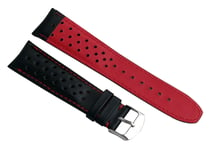 Watchstrapworld TH-22-01-0511P#1-22 mm Black Sports Perforated pin Buckle Leather Watch Strap with red Stitching & Lining Compatible with TAG Heuer Formula 1 Watches Listed Below