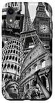 Collage rétro Paris New York Londres Rome World Travel Coque pour iPhone XR