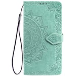 Alamo Mandala Xiaomi Redmi Note 9T 5G Folio Case, Premium PU Leather Cover with Card & Cash Slots - Green