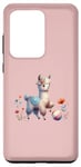 Galaxy S20 Ultra Pink Cute Alpaca with Floral Crown and Colorful Ball Case