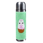 TIZORAX A Rabbit Hold A Heart 500ml Travel Mug Coffee Cups Water Bottle Vacuum Leather Insulating Cup 304 Stainless Steel
