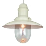 Fisherman Pendants Ceiling Light Metal/Glass Large Easy Fit Coolie Lamp Shades (Colour: Cream) (Cream)