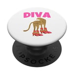 Funny Diva Panther in Boots, Animal Leopard and Shoes Diva PopSockets PopGrip Interchangeable
