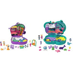 Polly Pocket Elephant Adventure Compact, Animal Theme with Micro Polly & Bella Dolls, GTN22 & Otter Aquarium Compact, 2 Micro Dolls, 5 Reveals, 12 Accessories, Pop & Swap Feature