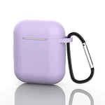 Upgrade Cover for Airpods 2 Case with Key Ring, Full Silicone Skin Accessories for Women Men Girls with Apple AirPods 2 Case, Shockproof Soft Silicone Case, Light Purple