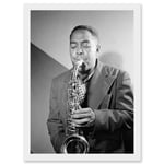 Sax Jazz Legend Bird Charlie Parker Black & White A4 Artwork Framed Wall Art Print
