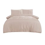Sleepdown Velvet Cuff Bedding Set-Champagne-King Duvet Cover and Pillowcase