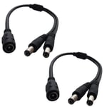 DZYDZR 2 PCS 5.5mm x 2.1mm Y Splitter Cable 1 Female to 2 Male Splitter 2 Way DC Power Cable for LED - CCTV Camera - Car - Monitors and more (1ft)