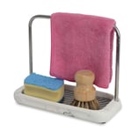ZCCZ Sponge Holder Dishcloth Hanger, Kitchen Sink Caddy Rack Tray Organizer Stand for Sponge, Dish Cloth, Rag, Brush, Scrubber Storage and Organization (White Marble Effect)