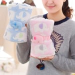 Cute Elephant Cartoon Baby Blanket Air Conditioning Velvet Pillo Pink