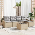Trädgårdsoffaset Set om 6 Beige Polyeten rattan Utomhussoffa
