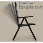 Estoril Set 2 chaise de jardin pliantes 7 positions alu & polyrotin - - Gris Cendré