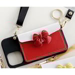 Cartoons 3d Bow Wallet Lanyard Mjukt phone case för Iphone 12 Pro Max Mini X Xr Xs 11 Pro Max 6s 7 8 Plus Se 2020 Cute Cover