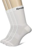 Reebok Unisex Active Foundation 3 Pairs Mid-crew Socks, White, XL UK