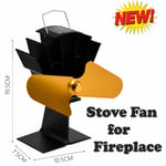 2 Blade Heat Powered Stove Fan For Log Burners and Multifuel Stoves Gold