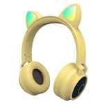 Yurlgst Kids Headphones,Cat Ear Bluetooth Headphones with Led Light, SD Card Slot, FM Radio,3.5mm Audio Jack,Wireless/Wired Foldable Kids On Ear Headphones for Boys Girls Adults(Yellow)