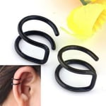 1 Pair Non Piercing Stud Earring Clip-on Ear Cuff Black