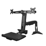 StarTech.com Sit Stand Dual Monitor Arm - Desk Mount Dual Computer Monitor Adjustable Standing Workstation for up to 24" Displays - VESA Ergonomic Stand Up Desk Converter w/ Keyboard Tray (ARMSTSCP2)