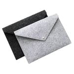 FSSTUD 2 Pcs A4 Document Wallets File Folders Ipad Bag Large Pencil Pouch Case of Felt Deep Grey