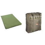 Vango Odyssey Double Self Inflating Sleep Mat, Epsom Green, 10 cm [Amazon Exclusive] & Accord Square Sleeping Bag, Khaki, Double [Amazon Exclusive]