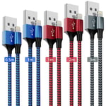 MAIMEITE iPhone Charger Cable, Lightning Cable MFi Certified 5 Pack 0.5m/1m/1m/