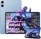 Oscal Pad 100 12" Taktile Surfplatta Android 15 2.4G+5G Wifi RAM 24Go ROM 256Go/SD 2To 9000mAh 16MP+8MP Dual SIM, PC-läge WPS - Blå