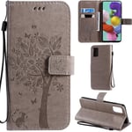 DodoBuy Samsung Galaxy Note 20 Ultra Case Cat Tree Pattern PU Leather Flip Cover Wallet Stand with Card/Cash Slots Packet Wrist Strap Magnetic Clasp for Samsung Galaxy Note 20 Ultra - Gray
