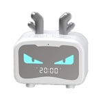 Mini Wireless Bluetooth Speaker Led Digital Alarm Clock Small Cat Cartoon FM Radio Charging with USB Charging Port for Sleepers,Black,alarm clock digital ANJT (Color : Silver)