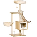 Beige Katträd med Grottplattform 126 cm