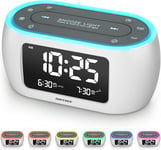Bedside Alarm Clock Radio with 7 Color Night Light,Dual Alarm, Snooze, Dimmer, U