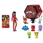 Miraculous Sequin Fashion Flip Marinette To Ladybug Doll & Bandai Ladybug And Cat Noir Kwami Surprise Box With Figurine | Surprise Kwami Toy Inside | Mystery Kwami Toys Collect Them All