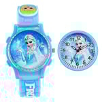 Kids Girls Frozen Elsa handledsvängande klocka med justerbart armband [LGL] Blue