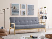 Langford Fabric Sofa Bed Scandinavian Style with Wooden Armrests and Legs