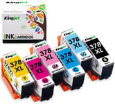 Kingjet 378XL Compatible Epson 378 378XL Ink Cartridges Replacement for Epson Expression Photo XP-8500 XP-8505 XP-8600 XP-8000 XP-8005 (Black, Cyan, Magenta, Yellow, Light Cyan, Light Magenta)6 Pack