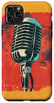 Coque pour iPhone 11 Pro Max Microphone vintage musique rétro chanteur audio