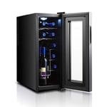 12 Bottles of Wine Cooler，Quiet Running Thermoelectric Wine Refrigerator Freestanding Small Wine Cooler Touch Screen Digital Temperature Display,Home/Bar