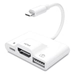 Couleur B (3 en 1) Adaptateur Lightning Vers HDMI 6 FR 1, Lecteur de Carte USB SD TF, AV Numérique, OTG, 1080P, Hub de Câble, Pour iPhone 12 / 11Pro / X / XR / XS Max / iPad