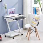 BonChoice White Mobile Computer Table Desk Stand for Laptop with Keyboard Tray for Sofa Couch Bedside Workstation, Portable Z Shaped