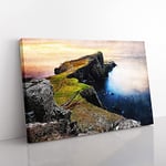 Big Box Art Lighthouse in The Isle of Skye Painting Canvas Wall Art Print Ready to Hang Picture, 76 x 50 cm (30 x 20 Inch), Beige, Black, Teal