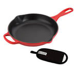 Le Creuset Cast Iron Skillet Pan and Handle Glove, 23 cm - Cerise